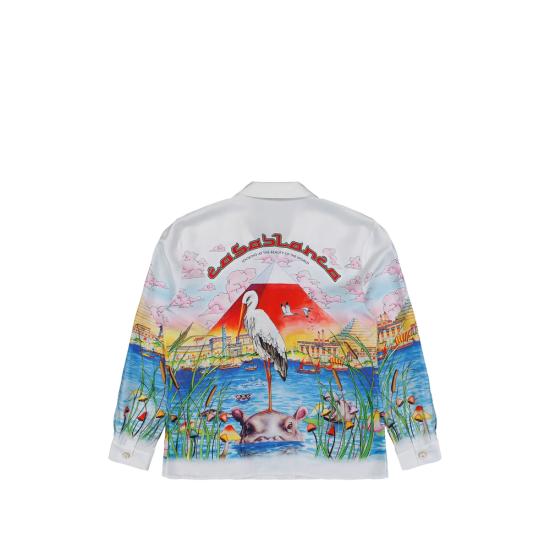 26FW 카사블랑카 긴팔 셔츠 PF26 SH 006 02 EGYPT WHITE BLUE - CASABLANCA