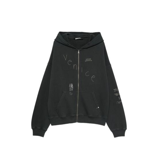 26FW 팜앤젤스 후드 티셔츠 PAMBE001F L001 1110 BLACK