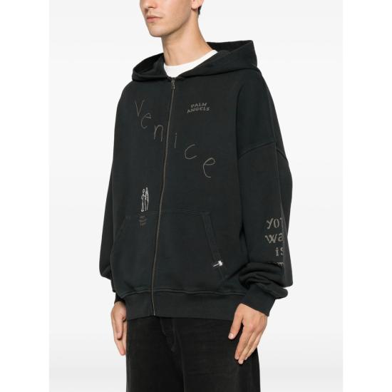 26FW 팜앤젤스 후드 티셔츠 PAMBE001F L001 1110 BLACK - PALM ANGELS