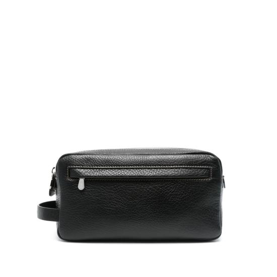 26FW 브루넬로 쿠치넬리 더블 지퍼 바케타 레더 뷰티 케이스 MWZIBU334 C101 BLACK
