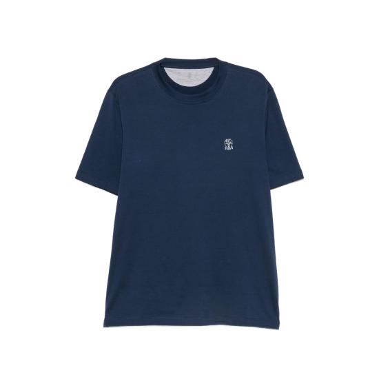 26FW 브루넬로 쿠치넬리 코튼 저지 크루넥 티셔츠 M0B138440 CCY74 BLUE