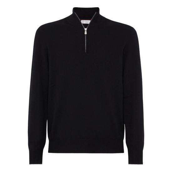 26FW 브루넬로 쿠치넬리 캐시미어 집업 니트 M2200124 CH101 BLACK