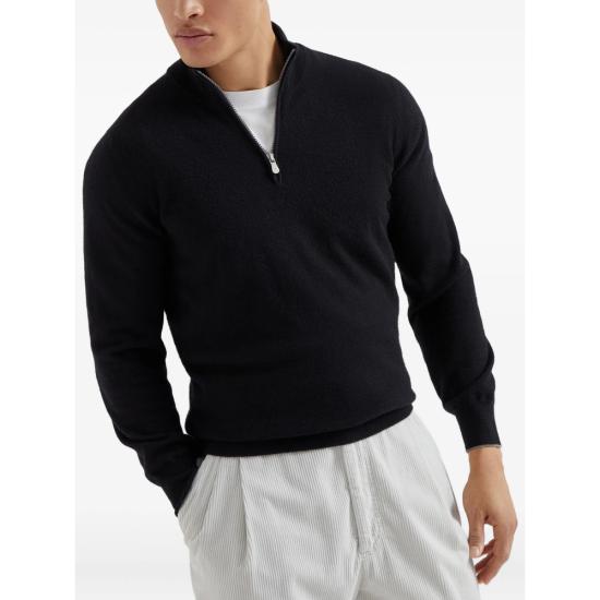 26FW 브루넬로 쿠치넬리 캐시미어 집업 니트 M2200124 CH101 BLACK - BRUNELLO CUCINELLI