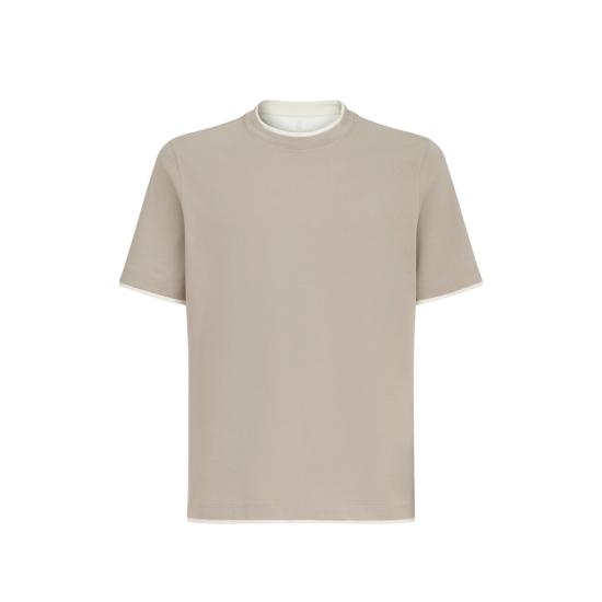 26FW 브루넬로 쿠치넬리 자수 로고 티셔츠 M0B137427 COA08 GREY