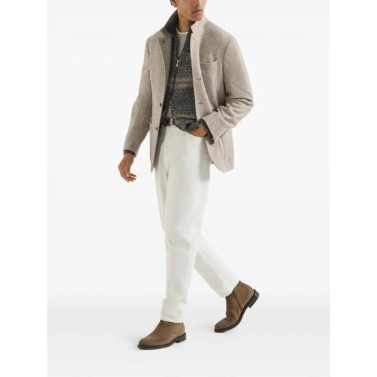 26FW 브루넬로 쿠치넬리 자수 로고 티셔츠 M0B137427 COA08 GREY - BRUNELLO CUCINELLI