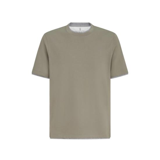 26FW 브루넬로 쿠치넬리 자수 로고 티셔츠 M0B137427 CAE09 GREY