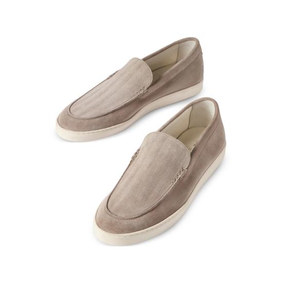 26FW 브루넬로 쿠치넬리 로퍼 스타일 셰브런 패턴 스웨이드 스니커즈 MZUHVSP335 C4298 BROWN - BRUNELLO CUCINELLI