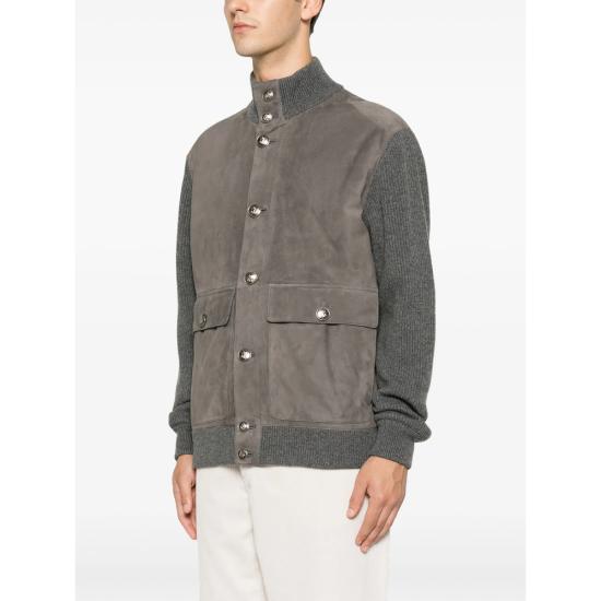 26FW 브루넬로 쿠치넬리 레더 봄버 자켓 MPCLF1955 CWP86 GREY - BRUNELLO CUCINELLI