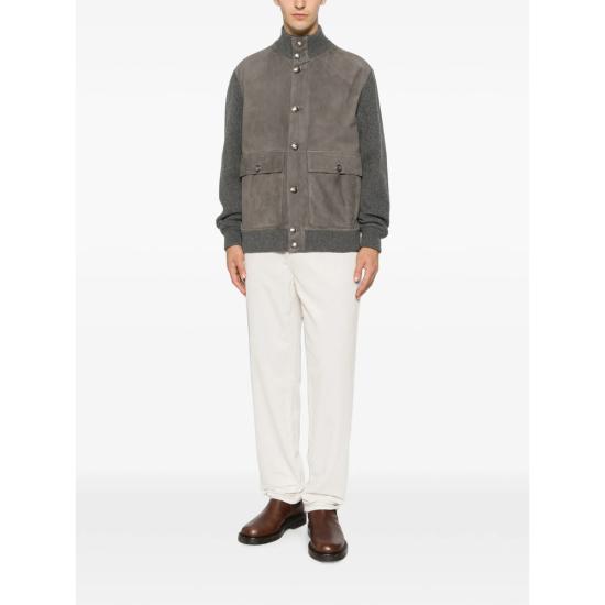 26FW 브루넬로 쿠치넬리 레더 봄버 자켓 MPCLF1955 CWP86 GREY - BRUNELLO CUCINELLI