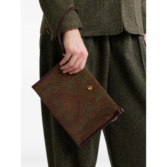 26FW 에트로 클러치/파우치 AQ13A WP2C0007 S9890 GREEN BROWN - ETRO