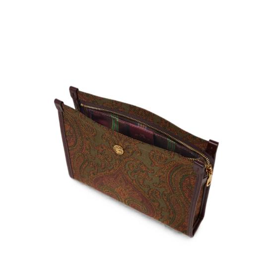 26FW 에트로 클러치/파우치 AQ13A WP2C0007 S9890 GREEN BROWN - ETRO
