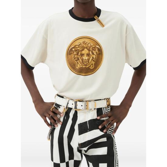 26FW 베르사체 반팔 티셔츠 1A18735 1026093 1W790 WHITE - VERSACE