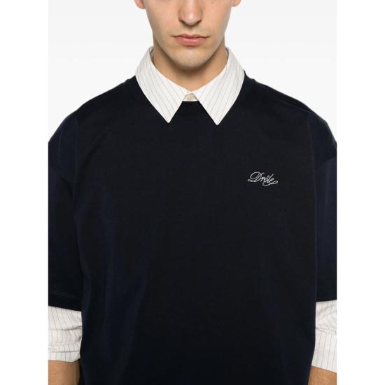 26FW 드롤드무슈 반팔 티셔츠 L TS324 CO311 NAVY BLUE WHITE - DROLE DE MONSIEUR
