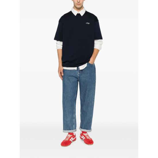 26FW 드롤드무슈 반팔 티셔츠 L TS324 CO311 NAVY BLUE WHITE - DROLE DE MONSIEUR