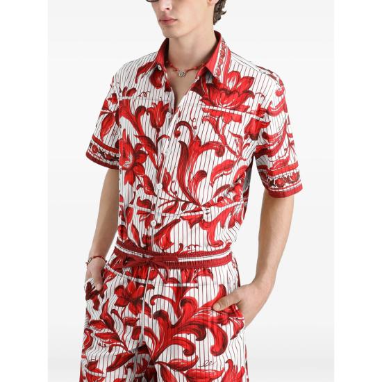 26FW 돌체앤가바나 반팔 셔츠 G5LG9T HH5E3 I63TN RED WHITE - DOLCE & GABBANA