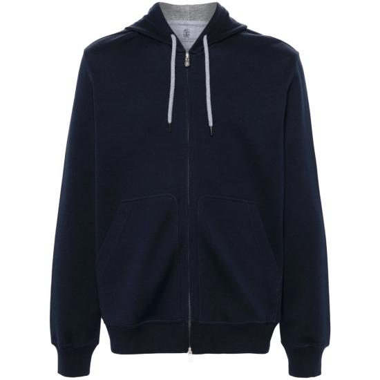 26FW 브루넬로 쿠치넬리 더블 페이스 스웨트 집업 후디 MM8319069G C1265 BLUE