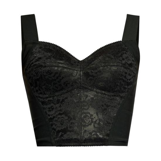26FW 돌체앤가바나 레이스 앤 자카드 쇼퍼 코르셋 뷔스티에 F7T19T GDCLQ N0000 BLACK