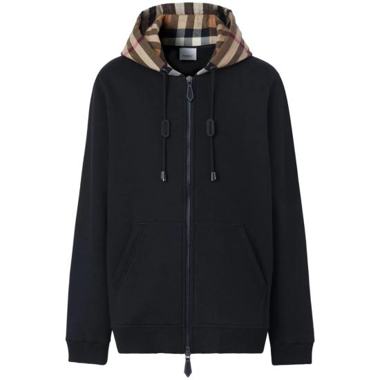 26FW 버버리 체크 후드 코튼 지퍼 후드 8060705 SAMUEL ZIP A1189 BLACK