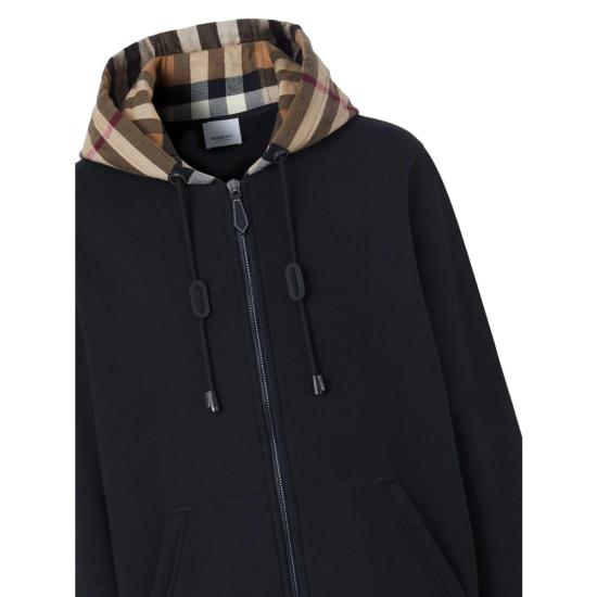 26FW 버버리 체크 후드 코튼 지퍼 후드 8060705 SAMUEL ZIP A1189 BLACK - BURBERRY