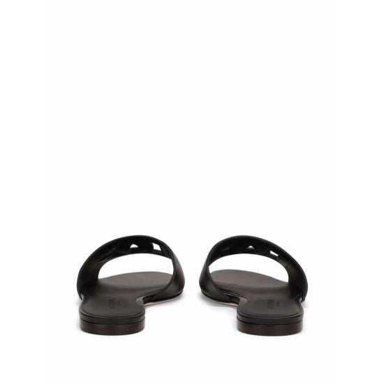 26FW 돌체앤가바나 DG 로고 카프스킨 슬리퍼 CQ0436 AY329 80999 BLACK - DOLCE & GABBANA