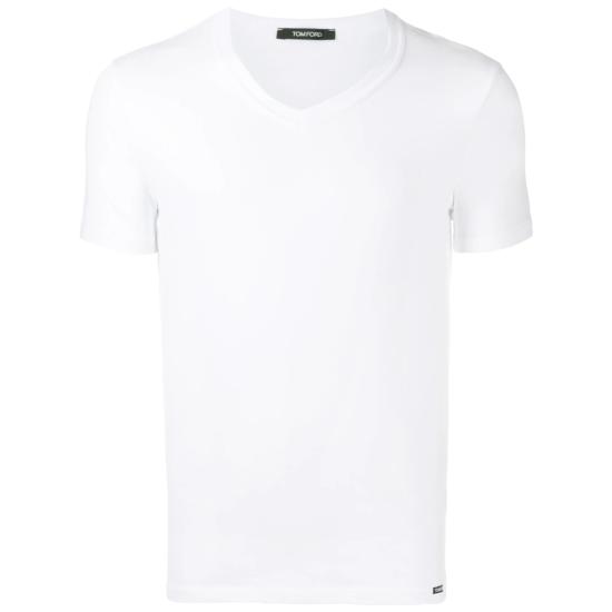 26FW 톰포드 V넥 반팔 티셔츠 T4M091040 100 WHITE