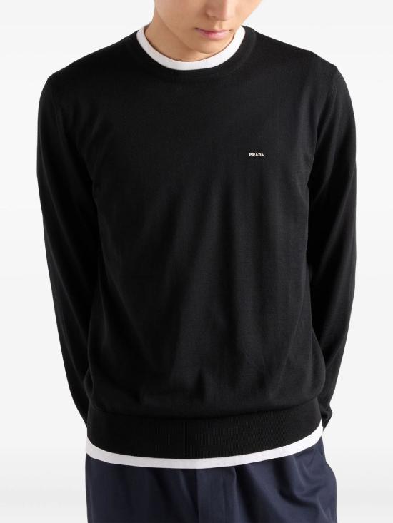 26FW 프라다 슈퍼파인 울 크루넥 스웨터 UMF14618DY F0002 NERO - PRADA