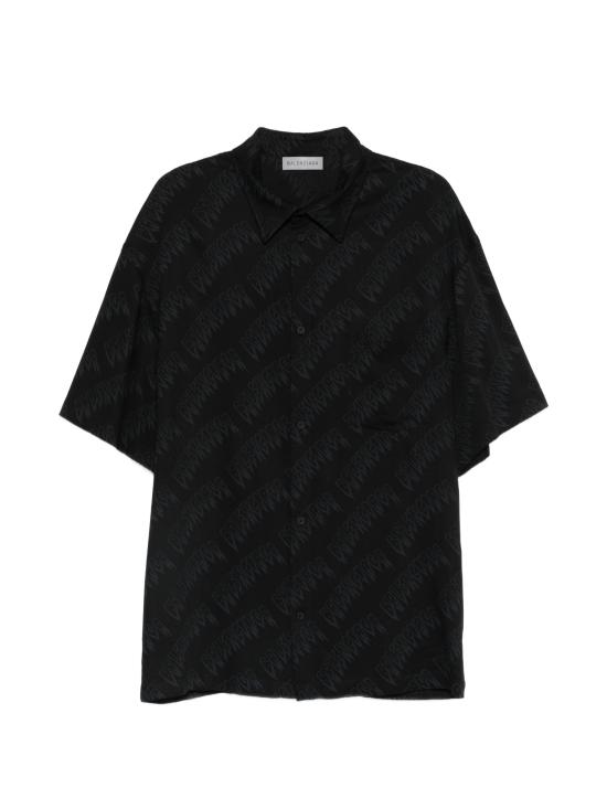 26SS 발렌시아가 크리퍼 로고 프린트 셔츠 871407TUL02 1069 BLACK