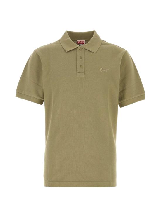 26FW 겐조 시그니처 엠브로이드 슬림 코튼 폴로 셔츠 FG65PO1554PU KHAKI