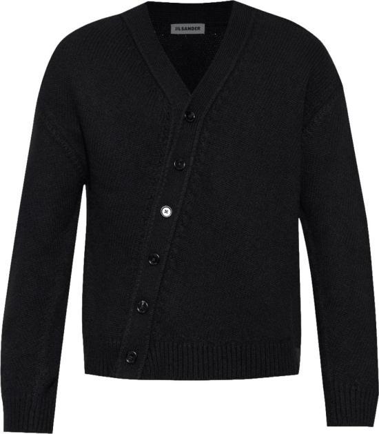26FW 질샌더 스웨터 JILSANDERJ22HP0054J14860001DIAGONALOPENINGCARDIGANCARDIGANSBLACK