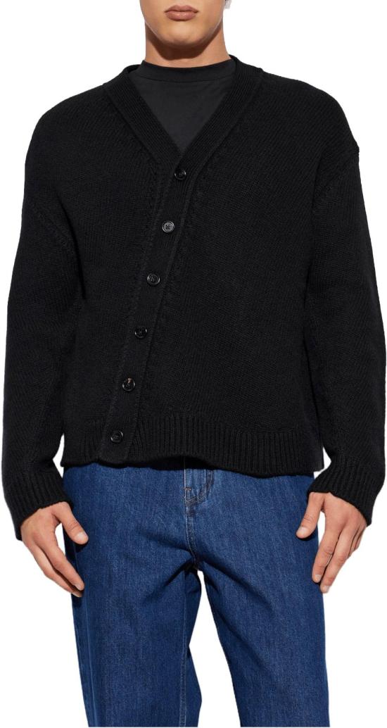 26FW 질샌더 스웨터 JILSANDERJ22HP0054J14860001DIAGONALOPENINGCARDIGANCARDIGANSBLACK - JIL SANDER