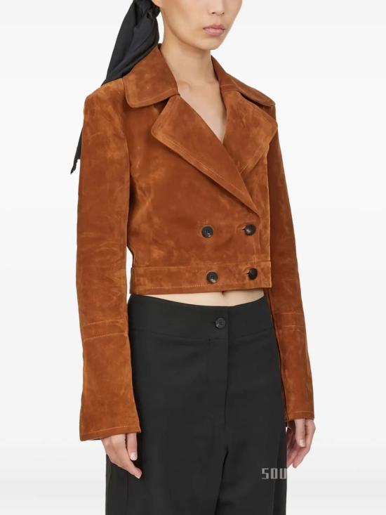  살바토레 페라가모 무스탕 페라가모 가죽 재킷 브라운 - SALVATORE FERRAGAMO