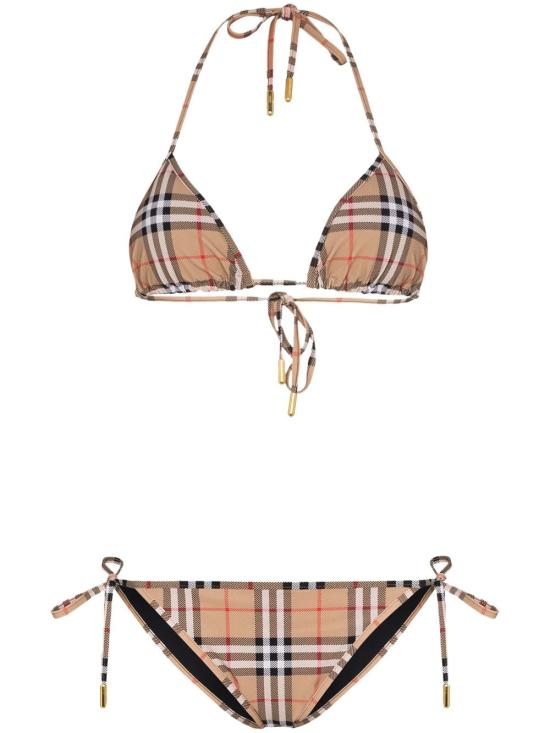 26FW 버버리 빈티지 체크 스트레치 나일론 트라이앵클 비키니 8009008A5145 BEIGE
