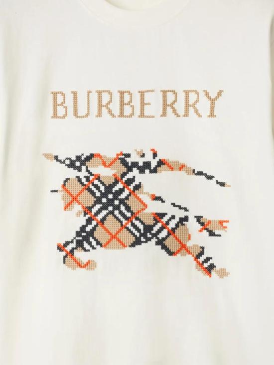 26FW 버버리 크로스 스티치 EKD 코튼 티셔츠 8110116B7078 BIANCO - BURBERRY