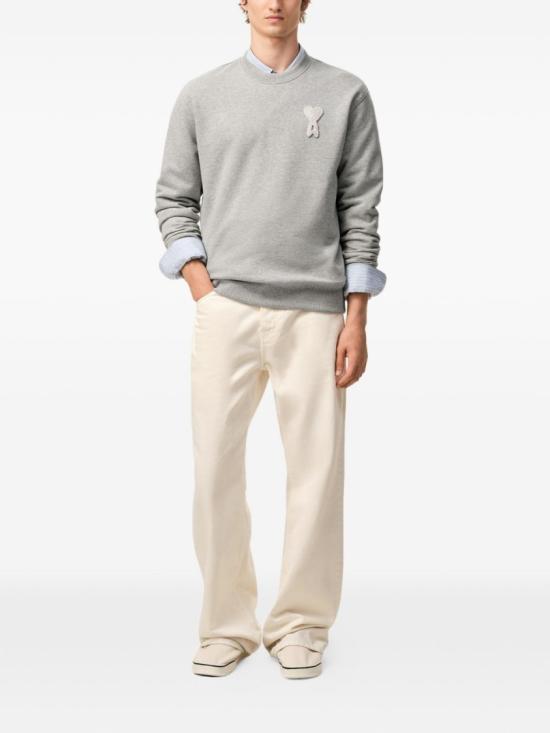 26SS 아미 빅 하트 로고 코튼 니트 스웨트셔츠 USW787 730 A161 Grey - AMI