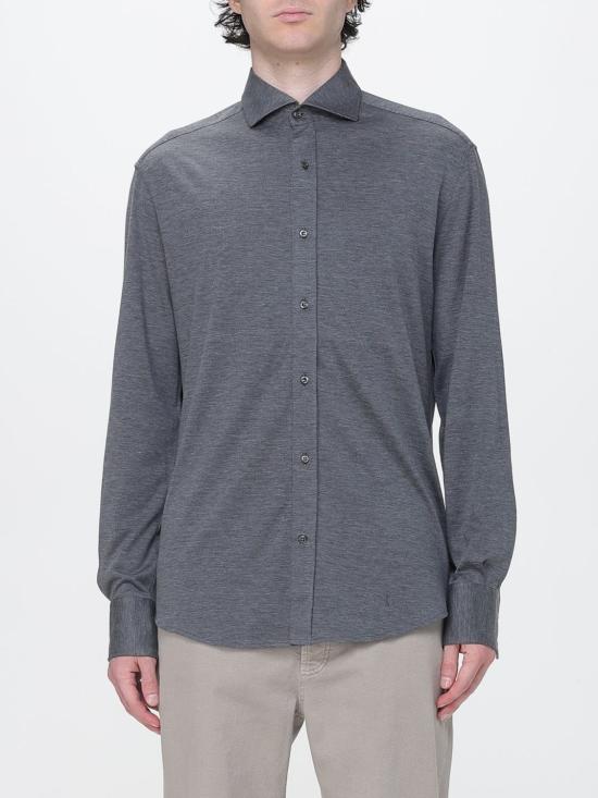 26FW 브루넬로 쿠치넬리 스프레드 칼라 경량 저지 셔츠 MH8366686 C572 Grey