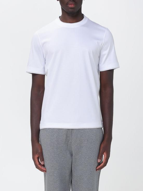 26FW 브루넬로 쿠치넬리 자수 로고 티셔츠 M0B137427 CW787 White