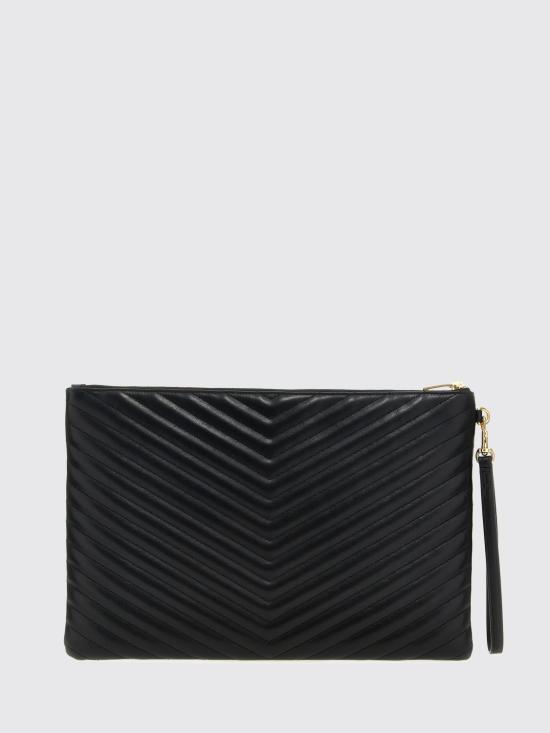 26SS 생로랑 마틀라세 레더 골드 모노그램 도큐먼트 홀더 440222CWU01 1000 Black - SAINT LAURENT