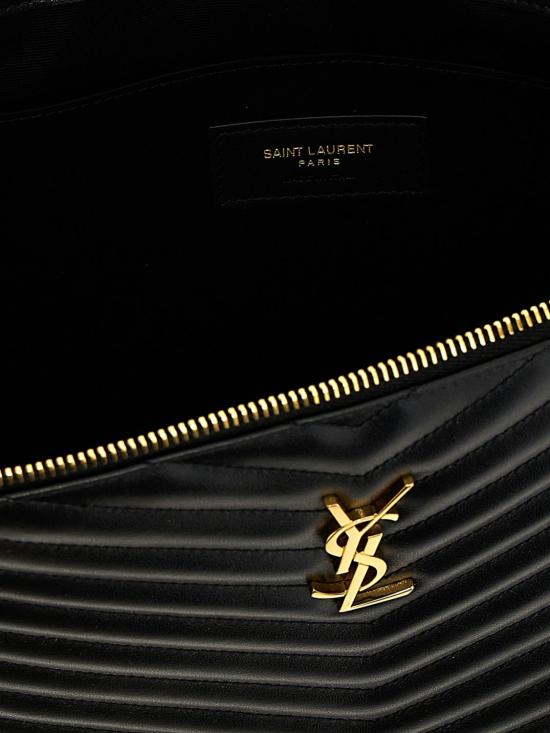 26SS 생로랑 마틀라세 레더 골드 모노그램 도큐먼트 홀더 440222CWU01 1000 Black - SAINT LAURENT