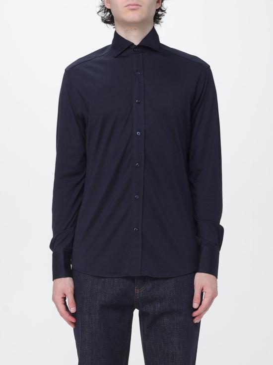 26FW 브루넬로 쿠치넬리 스프레드 칼라 경량 저지 셔츠 MH8366686 C4425 Blue
