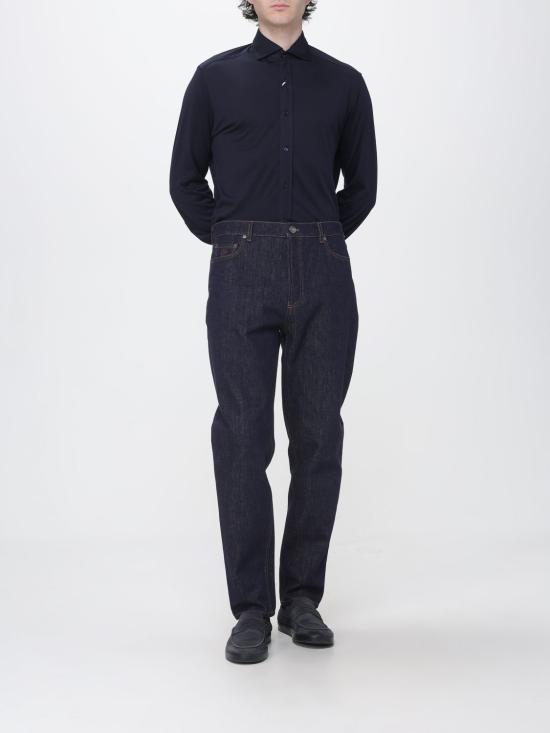26FW 브루넬로 쿠치넬리 스프레드 칼라 경량 저지 셔츠 MH8366686 C4425 Blue - BRUNELLO CUCINELLI