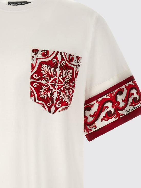 26FW 돌체앤가바나 마졸리카 프린트 코튼 티셔츠 G8SB2TG7P5H I15DQ White - DOLCE & GABBANA