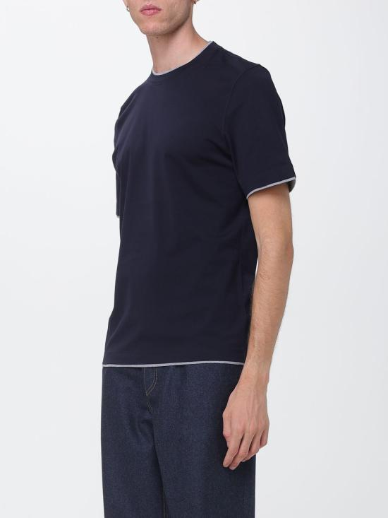 26FW 브루넬로 쿠치넬리 자수 로고 티셔츠 M0B137427 CW893 Navy - BRUNELLO CUCINELLI