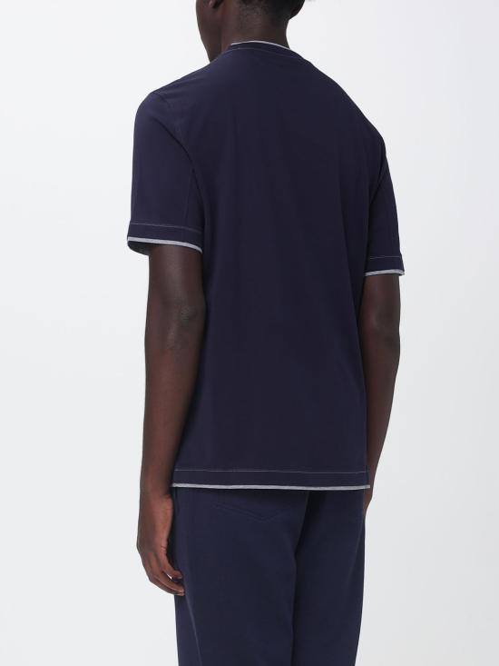 26FW 브루넬로 쿠치넬리 레이어링 코튼 저지 크루넥 티셔츠 M0B137451G CB422 Navy - BRUNELLO CUCINELLI