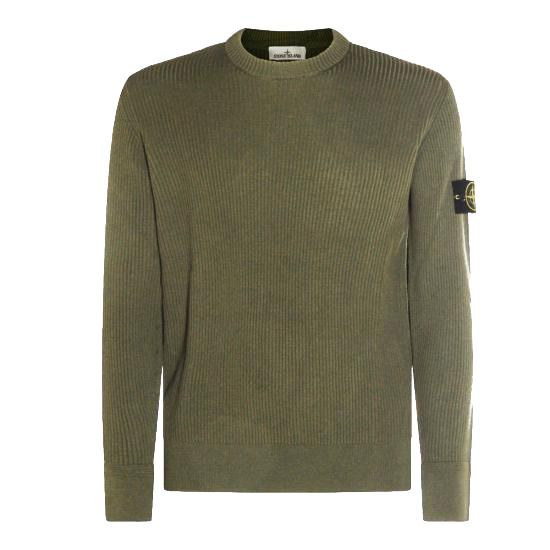 26FW 스톤 아일랜드 리브드 니트 로고 패치 스웨터 L2S155100053 S00C2V005G MILITARY GREEN
