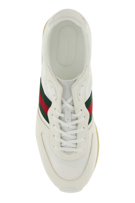 구찌 스니커즈 오리지널 GG 패브릭 및 스웨이드  리모션  화이트 - GUCCI
