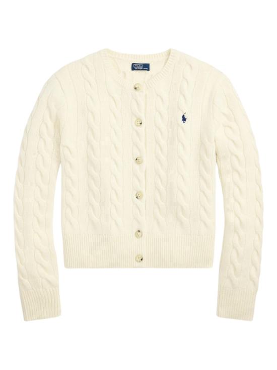 26FW 폴로 랄프로렌 로고 자수 크루넥 가디건 211972104 002 Bianco