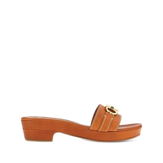  살바토레 페라가모 뮬/슬리퍼 페라가모 가죽 힐  브라운 - SALVATORE FERRAGAMO