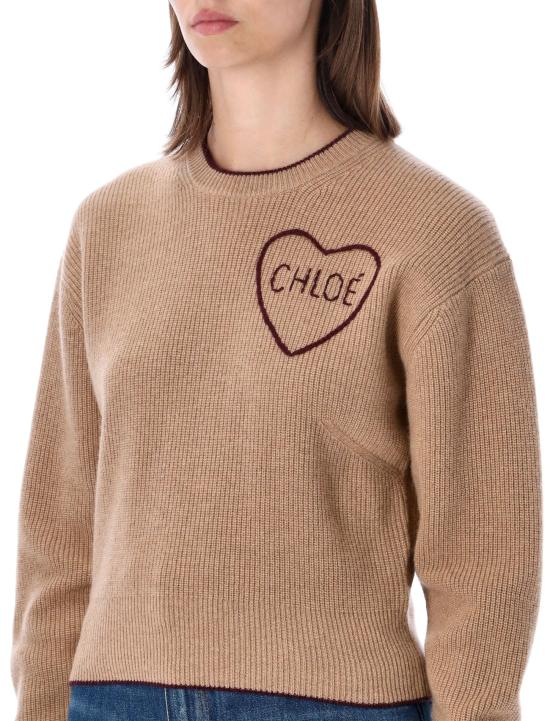 26FW 끌로에 기퓌르 레이스 울 캐시미어 크롭 스웨터 CH26AMP41710 218 BLEACHED BROWN - CHLOE
