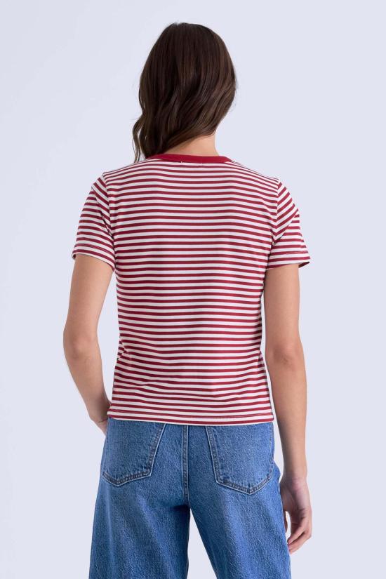  Pistola Denim 반팔 티셔츠 피스톨라 데님 알바 슈렁큰 티 레이서 레드 스트라이프 - OTHER BRANDS