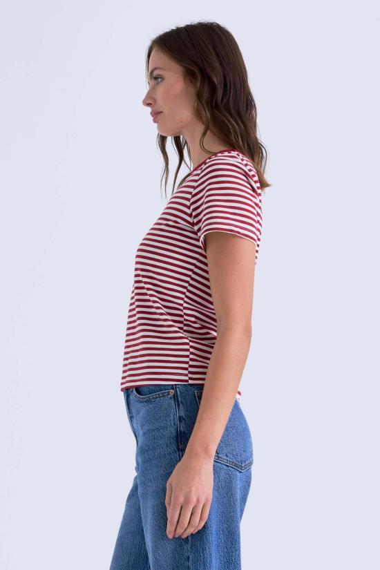  Pistola Denim 반팔 티셔츠 피스톨라 데님 알바 슈렁큰 티 레이서 레드 스트라이프 - OTHER BRANDS